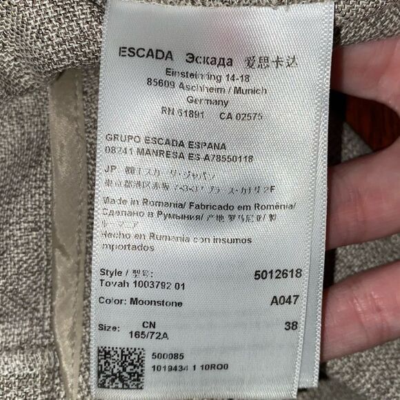 Escada women’s pants Style 5012618 in color moonstone Silk/Wool Blend‎ size 38 - Picture 9 of 10